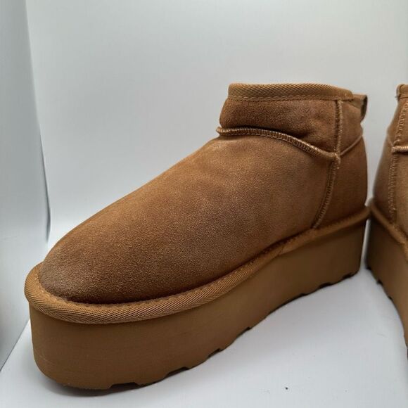 CUSHIONAIRE Women's Genuine Suede pull platform boot +Memory Foam 9.5 CHESTNUT - Picture 7 of 7